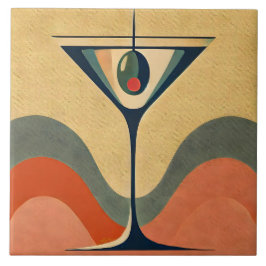 Mittelalter Moderne "Pimento olive martini wave" Fliese