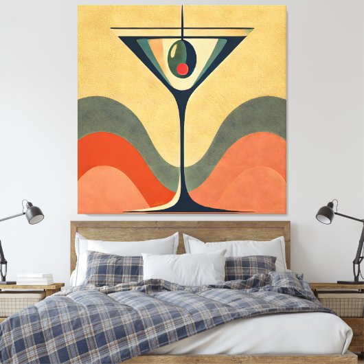 Mittelalter Moderne "Pimento olive martini wave" Leinwanddruck (Insitu (Schlafzimmer))