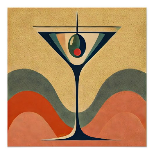 Mittelalter Moderne "Pimento olive martini wave" Poster (Vorderseite)