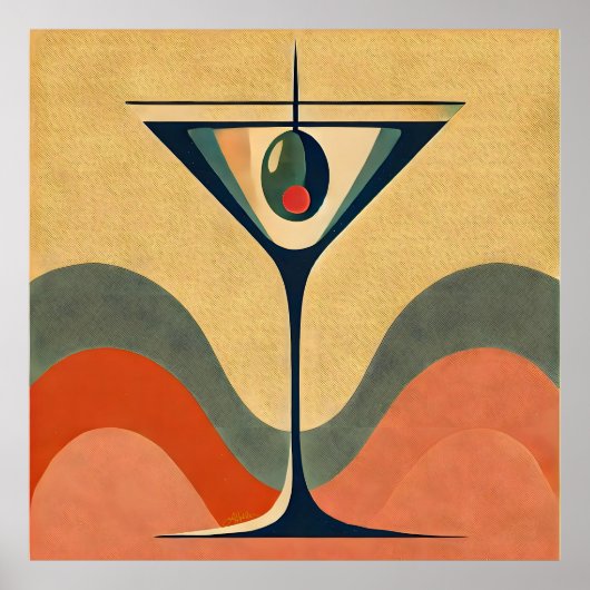 Mittelalter Moderne "Pimento olive martini wave" Poster (Vorne)