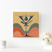 Mittelalter Moderne "Pimento olive martini wave" Quadratische Wanduhr (Zuhause)