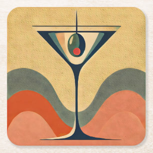 Mittelalter Moderne "Pimento olive martini wave" Rechteckiger Pappuntersetzer