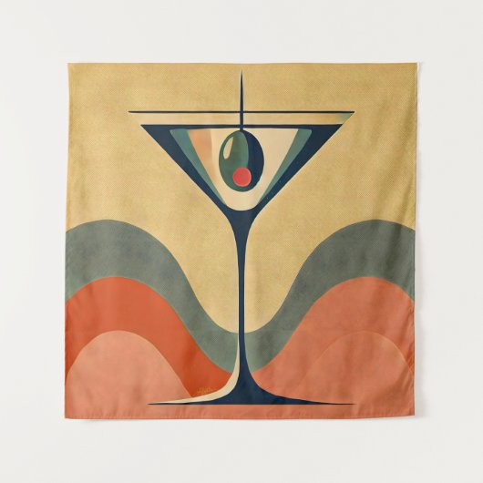 Mittelalter Moderne "Pimento olive martini wave" Wandteppich (Vorderseite)