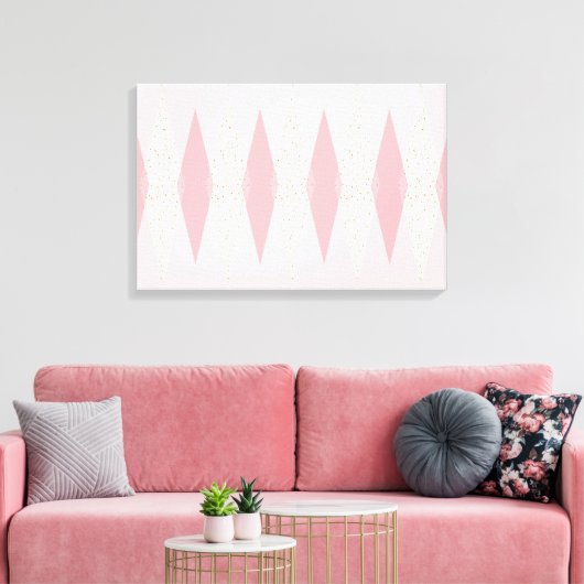 Mittelalter Moderne rosa Raute Stretched Leinwand (Insitu (Wohnzimmer))
