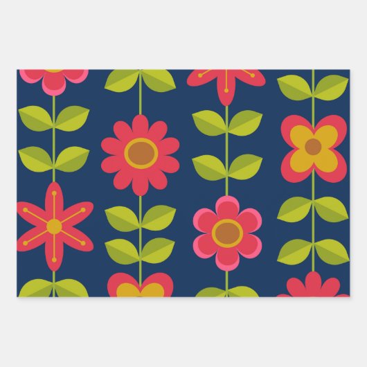 Mittelalter Moderne rote Blume mit Blätter (Vorderseite 3)