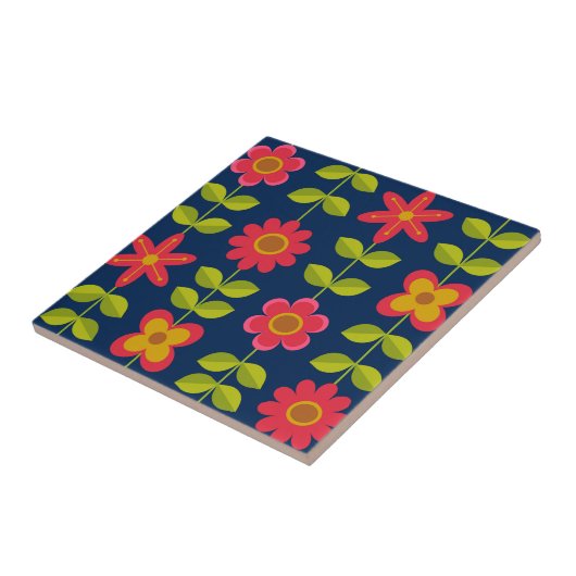 Mittelalter Moderne rote Blume mit Blätter Fliese (Seite)