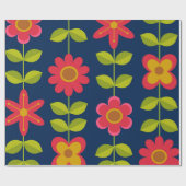 Mittelalter Moderne rote Blume mit Blätter Geschenkpapier (Flach)