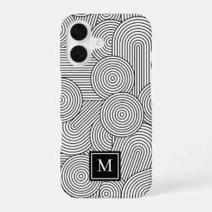Mittelalter Moderne Schwarz-weiße Mit Monogramm An iPhone 16 Hülle