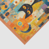 Mittelalter Moderne schwarze Katze über einer Farb Seidenpapier (Ausschnitt)