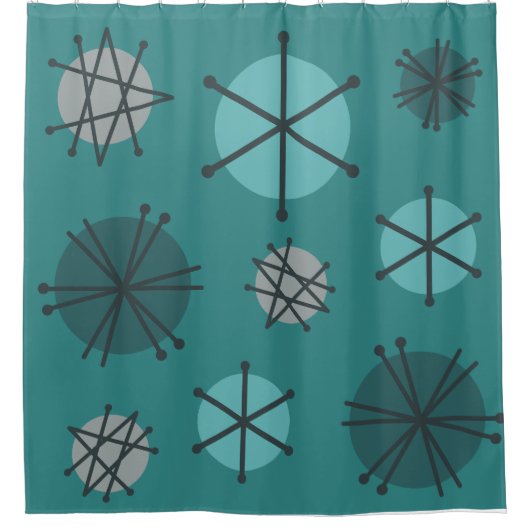 Mittelalter Moderne Sternexplosionen Aquamarin Duschvorhang (Vorderseite)