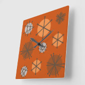 Mittelalter Moderne Sternexplosionen Burnt Orange Quadratische Wanduhr (Winkel)