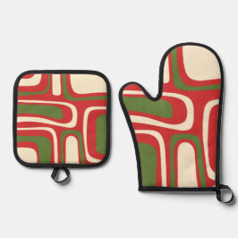 Mittelalter Moderne Weihnachtspalmsprings Abstrakt Ofenhandschuh & Topflappen-Set