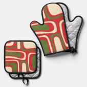Mittelalter Moderne Weihnachtspalmsprings Abstrakt Ofenhandschuh & Topflappen-Set (Vorderseite/Rückseite)