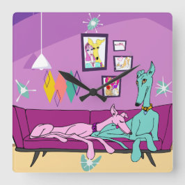 Mittelalter Moderne Windhundkunst Quadratische Wanduhr