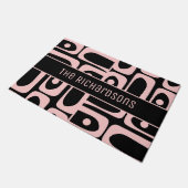 Mittelalter Moderner 50er 60er Rosa und Schwarz Fußmatte (Schrägansicht)