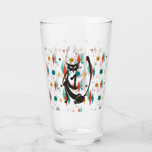 Mittelalter Moderner 50er Coole Katze Glas (Vorderseite)