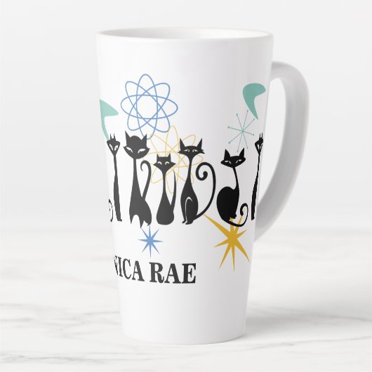 Mittelalter Moderner 50er Schwarze Katzen Atomname Milchtasse (Rechte Ecke)