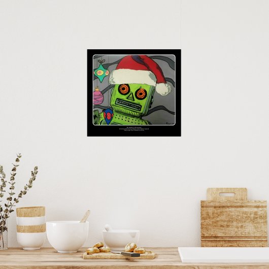 Mittelalter Moderner Abstrakter Weihnachtsrobot Poster (Küche)