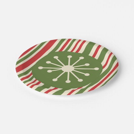 Mittelalter Moderner Atomdot Retro Weihnachten Pappteller (Schrägansicht)