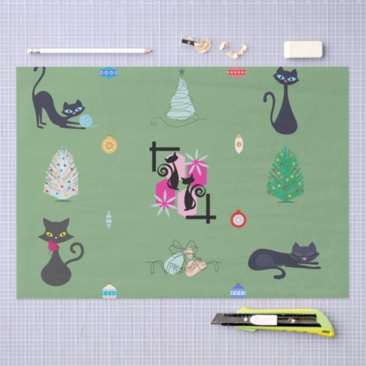 Mittelalter Moderner Atomkatzenweihnachtsurlaub Seidenpapier (Handwerk)