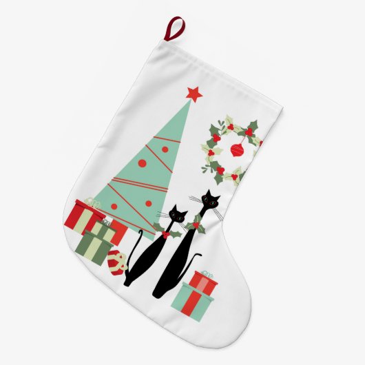 Mittelalter Moderner Cooler Katzenpavillon & Weihn Großer Weihnachtsstrumpf (Vorderansicht (hängend))