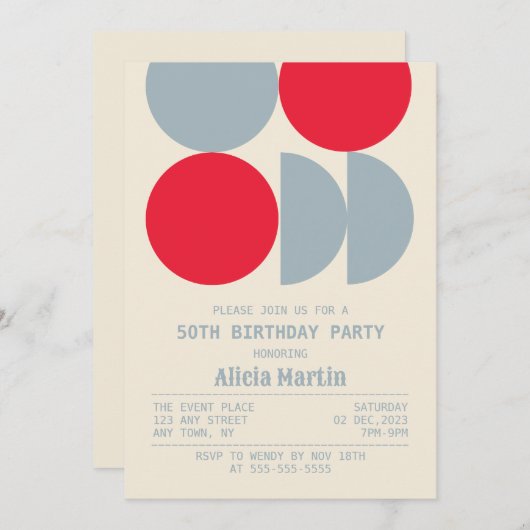 Mittelalter Moderner Retro Geometrie Geburtstag Einladung (Vorne/Hinten)