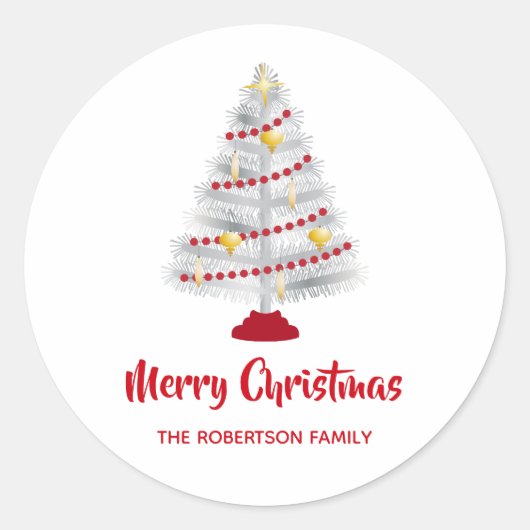 Mittelalter Moderner Weihnachtsbaum Runder Aufkleber (Vorderseite)