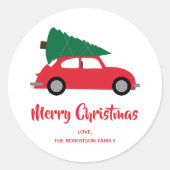 Mittelalter Moderner Weihnachtsbaum und Roter Wage Runder Aufkleber (Vorderseite)