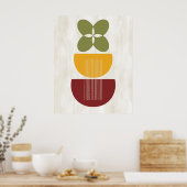 Mittelalter Modernes Abstraktes botanisches Rotes Poster (Küche)