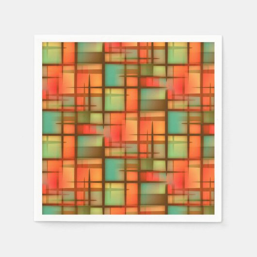 Mittelalter Modernes Abstraktes Kariertes Rotes Gr Serviette (Vorderseite)