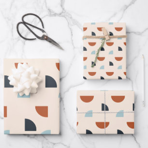 Mittelalter Modernes Abstraktes Muster braun blau Geschenkpapier Set