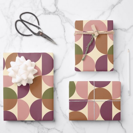 Mittelalter Modernes Abstraktes Muster Lila & brau Geschenkpapier Set (Vorderseite)