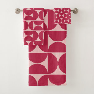 Mittelalter Modernes Abstraktes Muster Magenta Badhandtuch Set