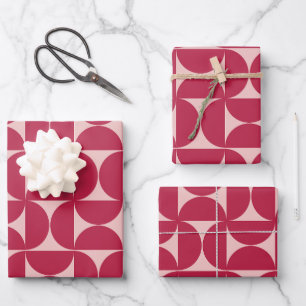 Mittelalter Modernes Abstraktes Muster Magenta Geschenkpapier Set
