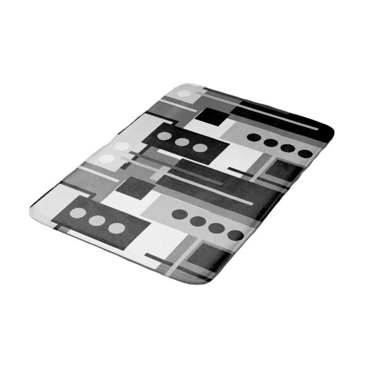 Mittelalter Modernes Abstraktes Schwarz-weißes und Badematte (Schrägansicht)