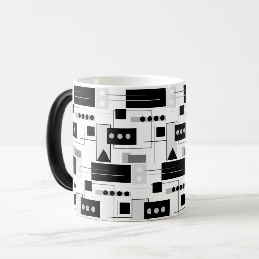 Mittelalter Modernes Abstraktes Schwarz-weißes und Verwandlungstasse (Vorderseite Links)