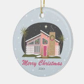 Mittelalter Modernes Pink House Weihnachten Keramik Ornament (Links)