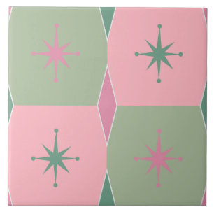 Mittelalter-modernes Rosa- und Grünmuster Fliese