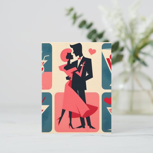 Mittelalter Modernes Valentine Tanzpaket Postkarte (Stehend Vorderseite)