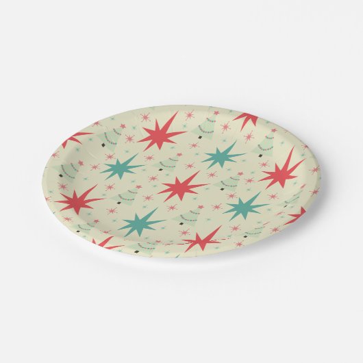 Mittelalter Modernes Weihnachtsmuster Pappteller (Schrägansicht)