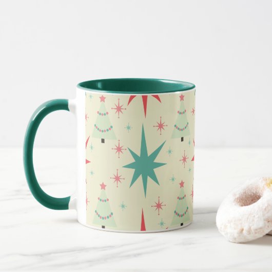 Mittelalter Modernes Weihnachtsmuster Tasse (Mit Donut)