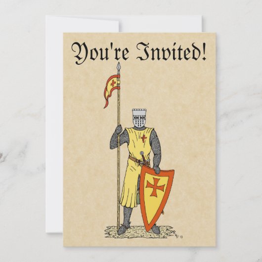 Mittelalter Ritter Anfang des 13. Jahrhunderts Einladung (Vorderseite)