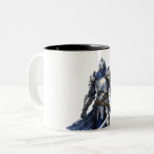 Mittelalter Ritter mit Blue Cape Zweifarbige Tasse (Vorderseite Links)