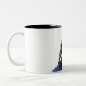 Mittelalter Ritter mit Blue Cape Zweifarbige Tasse (Links)