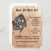 Mittelalter Ritter mit Schwert und Schild Geburtst Einladung (Vorne/Hinten)