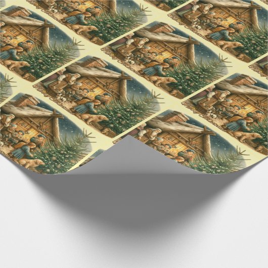 Mittelalter Rustikale Weihnachten Geschenkpapier (Ecke)