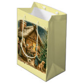 Mittelalter Rustikale Weihnachten Mittlere Geschenktüte (Vorderseite Schrägansicht)