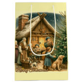 Mittelalter Rustikale Weihnachten Mittlere Geschenktüte (Rückseite)