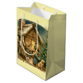 Mittelalter Rustikale Weihnachten Mittlere Geschenktüte (Rückseite Schrägansicht)