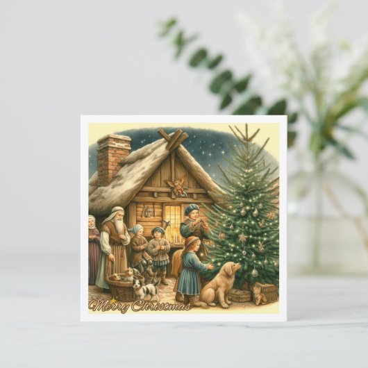 Mittelalter Rustikale Weihnachtskarte (Stehend Vorderseite)